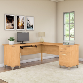 Somerset 71W L Shaped Desk in Maple Cross - Bush Furniture WC81410K