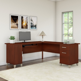 Somerset 71W L Shaped Desk in Hansen Cherry - Bush Furniture WC81710K