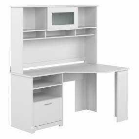 Corner Desk w/ Hutch in White - Bush Furniture CAB008WHN