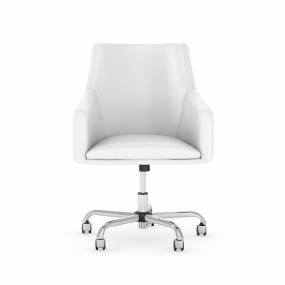 London Mid Back Modern Box Chair in White Leather - Bush Furniture CAB058WH