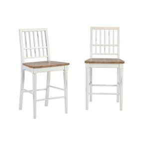 Shutters Counter Chair in Light Oak/ Distressed White (Set of 2) - Progressive Furniture D884-63