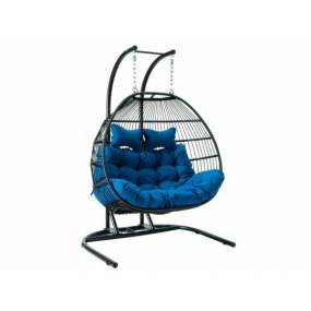 LeisureMod Wicker 2 Person Double Folding Hanging Egg Swing Chair- LeisureMod ESCF52BU