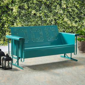 Bates Outdoor Metal Sofa Glider Turquoise - Crosley CO1023-TU