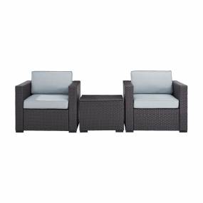 Biscayne 3Pc Outdoor Wicker Chair Set Mist/Brown - Coffee Table & 2 Chairs - Crosley KO70104BR-MI