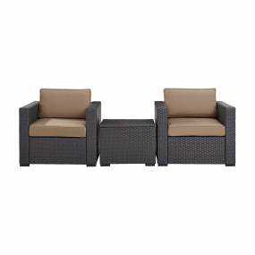 Biscayne 3Pc Outdoor Wicker Chair Set Mocha/Brown - Coffee Table & 2 Chairs - Crosley KO70104BR-MO