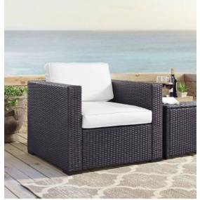 Biscayne Outdoor Wicker Armchair White/Brown - Crosley KO70130BR-WH