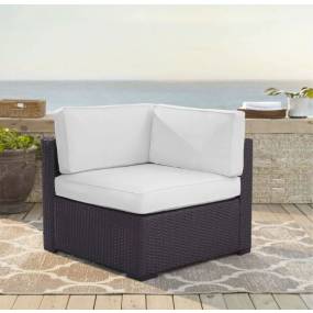 Biscayne Outdoor Wicker Corner Chair White/Brown - Crosley KO70126BR-WH