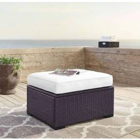 Biscayne Outdoor Wicker Ottoman White/Brown - Crosley KO70127BR-WH