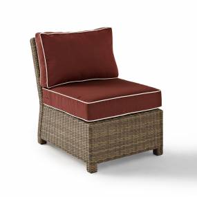 Bradenton Outdoor Wicker Sectional Center Chair Sangria/Weathered Brown - Crosley KO70017WB-SG