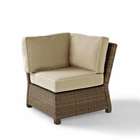 Bradenton Outdoor Wicker Sectional Corner Chair Sand/Weathered Brown - Crosley KO70018WB-SA