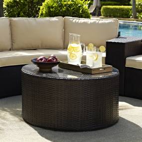Catalina Outdoor Wicker Round Coffee Table Brown - Crosley CO7121-BR