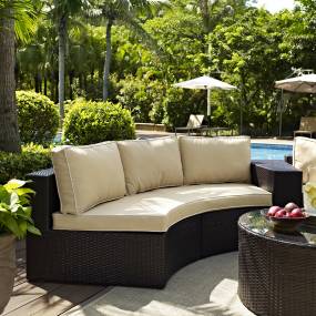 Catalina Outdoor Wicker Round Sectional Sofa Sand/Brown - Crosley CO7120-BR