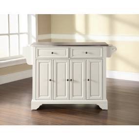 Lafayette Stainless Steel Top Full Size Kitchen Island/Cart White/Stainless Steel - Crosley KF30002BWH