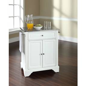Lafayette Stainless Steel Top Portable Kitchen Island/Cart White/Stainless Steel - Crosley KF30022BWH