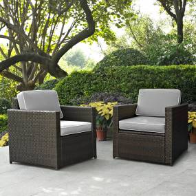 Palm Harbor 2Pc Outdoor Wicker Chair Set Gray/Brown - 2 Chairs - Crosley KO70005BR-GY