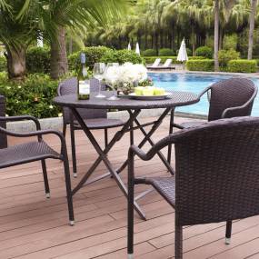 Palm Harbor 5Pc Outdoor Wicker Dining Set Brown - Table & 4 Chairs - Crosley KO70012BR
