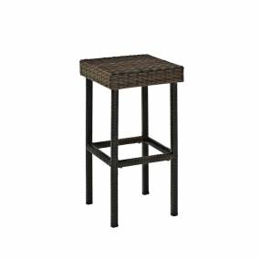 Palm Harbor 2Pc Outdoor Wicker Bar Height Bar Stool Set Brown - 2 Stools - Crosley CO7108-BR