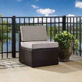 Palm Harbor Outdoor Wicker Center Chair Gray/Brown - Crosley KO70090BR-GY