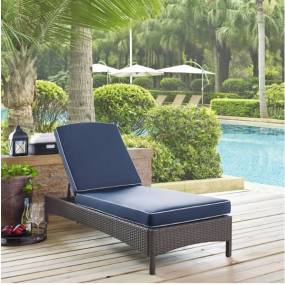 Palm Harbor Outdoor Wicker Chaise Lounge Navy/Weathered Gray - Crosley CO7122WG-NV