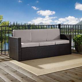 Palm Harbor Outdoor Wicker Sofa Gray/Brown - Crosley KO70048BR-GY