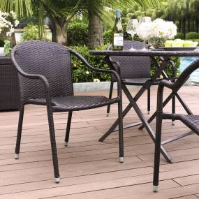 Palm Harbor 4Pc Outdoor Wicker Stackable Chair Set Brown - 4 Stackable Chairs - Crosley CO7109-BR