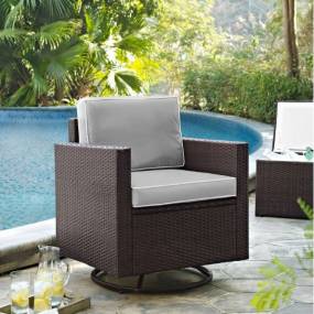 Palm Harbor Outdoor Wicker Swivel Rocker Chair Gray/Brown - Crosley KO70094BR-GY