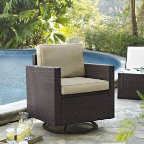 Palm Harbor Outdoor Wicker Swivel Rocker Chair Sand/Brown - Crosley KO70094BR-SA