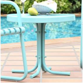 Griffith Outdoor Metal Side Table Pastel Blue Satin - Crosley CO1011A-BL