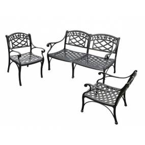 Sedona 3Pc Outdoor Conversation Set Black - Loveseat & 2 Club Chairs - Crosley KO60002BK