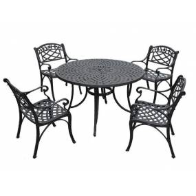 Sedona 46" 5Pc Outdoor Dining Set Black - 46" Table & 4 Armchairs - Crosley KOD6001BK