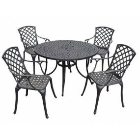 Sedona 46" 5Pc Outdoor Dining Set Black - 46" Table & 4 High Back Armchairs - Crosley KOD6002BK