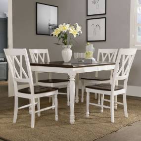 Shelby 5Pc Dining Set Distressed White - Table & 4 Chairs - Crosley KF20003-WH