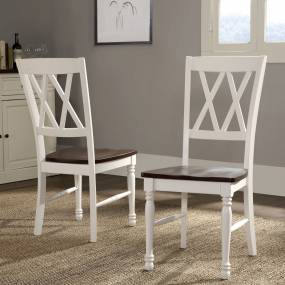 Shelby 2Pc Dining Chair Set Distressed White - 2 Chairs - Crosley CF501018-WH
