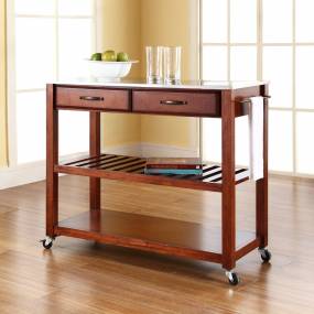 Stainless Steel Top Kitchen Prep Cart Cherry/Stainless Steel - Crosley KF30052CH