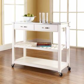 Stainless Steel Top Kitchen Prep Cart White/Stainless Steel - Crosley KF30052WH