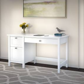 Broadview Single Pedestal Desk in Pure White - Bush Furniture BDD254WH-03