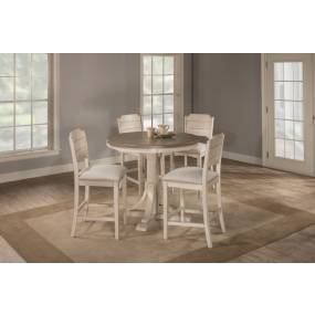 Hillsdale Furniture Clarion Wood 5 Piece Round Counter Height Dining Set with Open Back Stools, Sea White - 4542CTB5S2