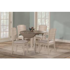 Hillsdale Furniture Clarion Wood 5 Piece Round Drop Leaf Dining with Side Chairs, Sea White - 4542DTB5C2