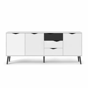 Diana Sideboard w/ 3 Doors and 3 Drawers in White / Black Matte - Tvilum 7545449GM