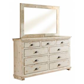 Willow Drawer Dresser & Mirror in Distressed White - Progressive Furniture P610-23-50