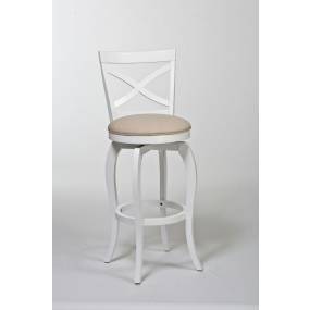 Hillsdale Furniture Ellendale Wood Bar Height Swivel Stool, White with Beige Fabric - 5304-830