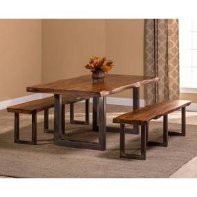 Hillsdale Furniture Emerson Wood 3  Piece Rectangle Dining Set with Two Benches, Natural Sheesham - 5674DTB