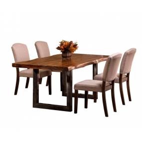 Hillsdale Furniture Emerson Wood 5 Piece Rectangle Dining Set with Upholstered Parson Chairs, Natural Sheesham - 5674DTBC