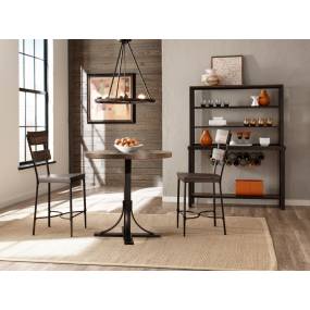 Hillsdale Furniture Jennings Metal 3 Piece Counter Height Dining Set with Ladder Back Stools, Distressed Walnut - 4022CDP3PC