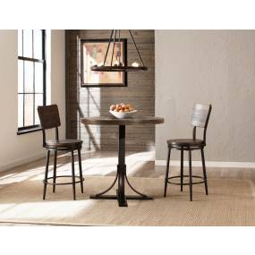 Jennings 3 Piece Counter Height Dining Set with Metal Pedestal Base and Panel Back Swivel Counter Stools, Distressed Walnut - 4022CDPS3PC