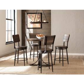 Hillsdale Furniture Jennings Wood 5 Piece Counter Height Dining Set with Panel Back Swivel Stools, Distressed Walnut - 4022CDPS5PC