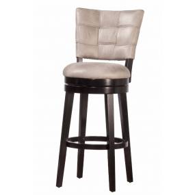 Hillsdale Furniture Kaede Wood and Upholstered Barr Height Swivel Stool, Black with Weathered Granite Gray Faux Leather - 4355-832