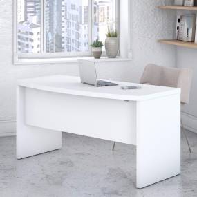 kathy Ireland® Office by Bush Furniture KI60105-03 - Echo 60W Bow Front Desk in Pure White
