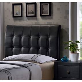 Hillsdale Furniture Lusso Full Upholstered Headboard, Black Faux Leather - 1281-470