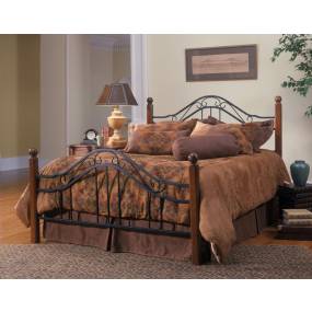 Hillsdale Furniture Madison King Metal Bed with Cherry Wood Posts, Textured Black - 1010BKR